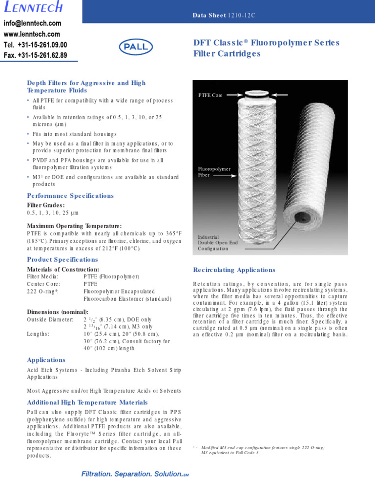 Dft Classic Filter Pdf Filtration Chemical Engineering