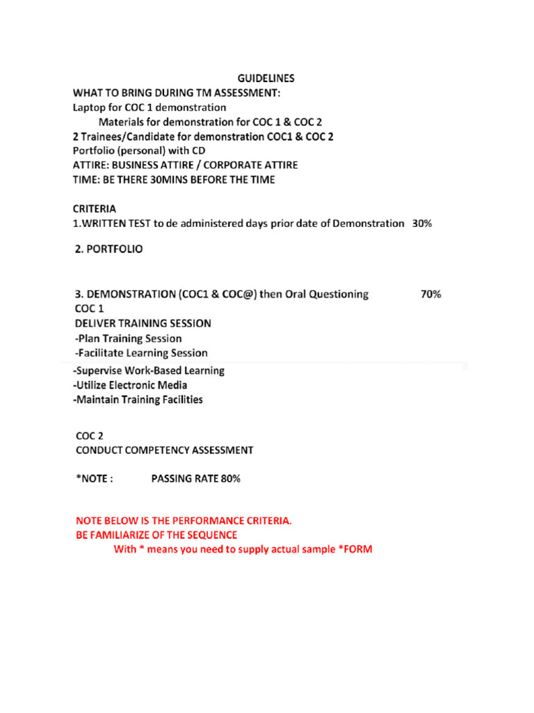 Tesda TM1 Rating Sheet | PDF