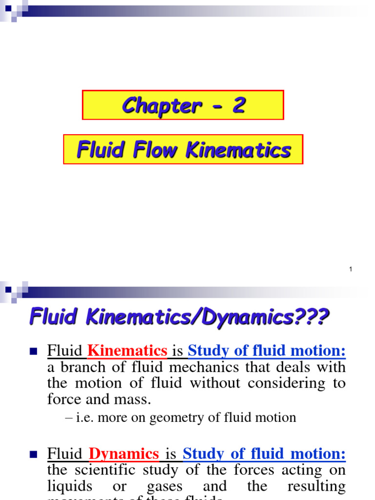 Fluid Kinematics and Dynamics Overview | PDF | Fluid Dynamics ...