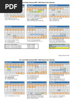 St. Lucie Schools 2023-24 Calendar | PDF | Entertainment Events | Public Holiday