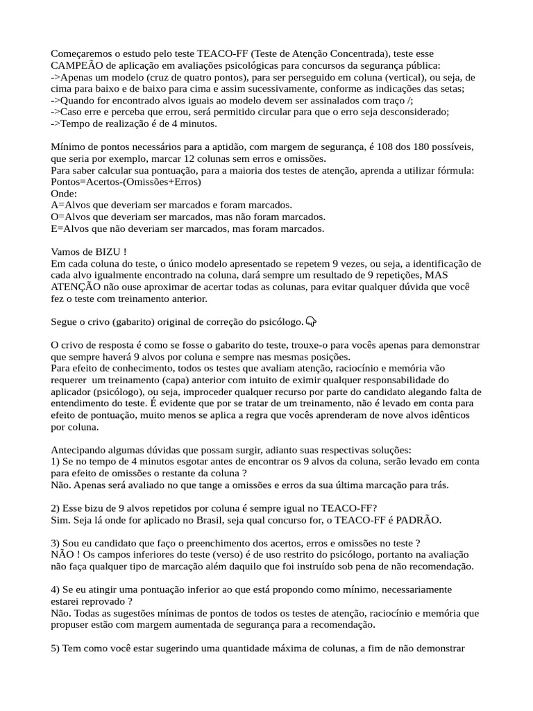 Guia Completo do Teste TEACO-FF e TEADI | PDF | Tempo | Psicologia