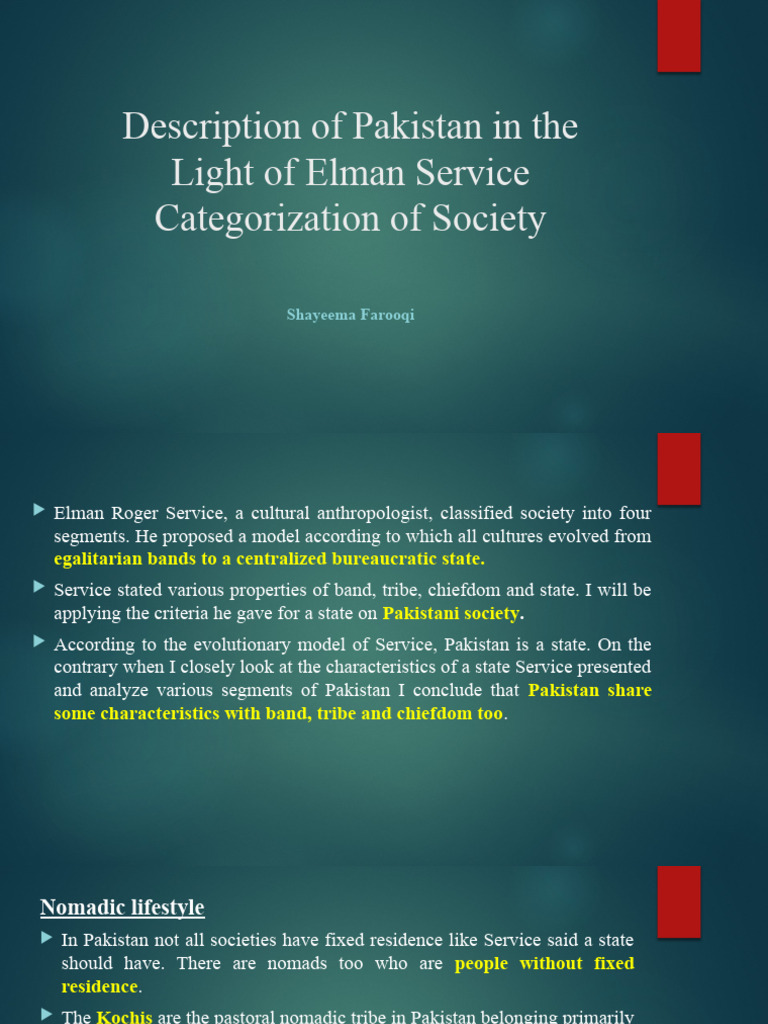 Description of Pakistan in The Light of Elman Service Classification ...