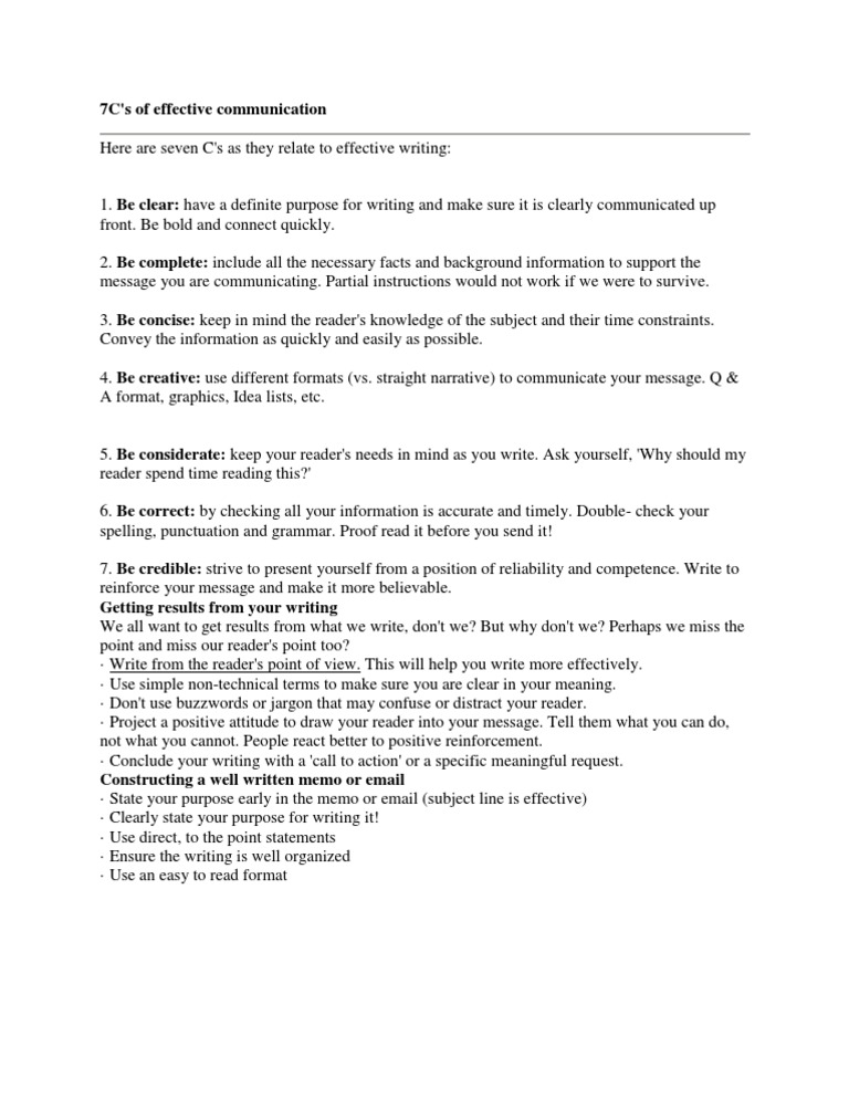 7C's of Effective Communication | PDF