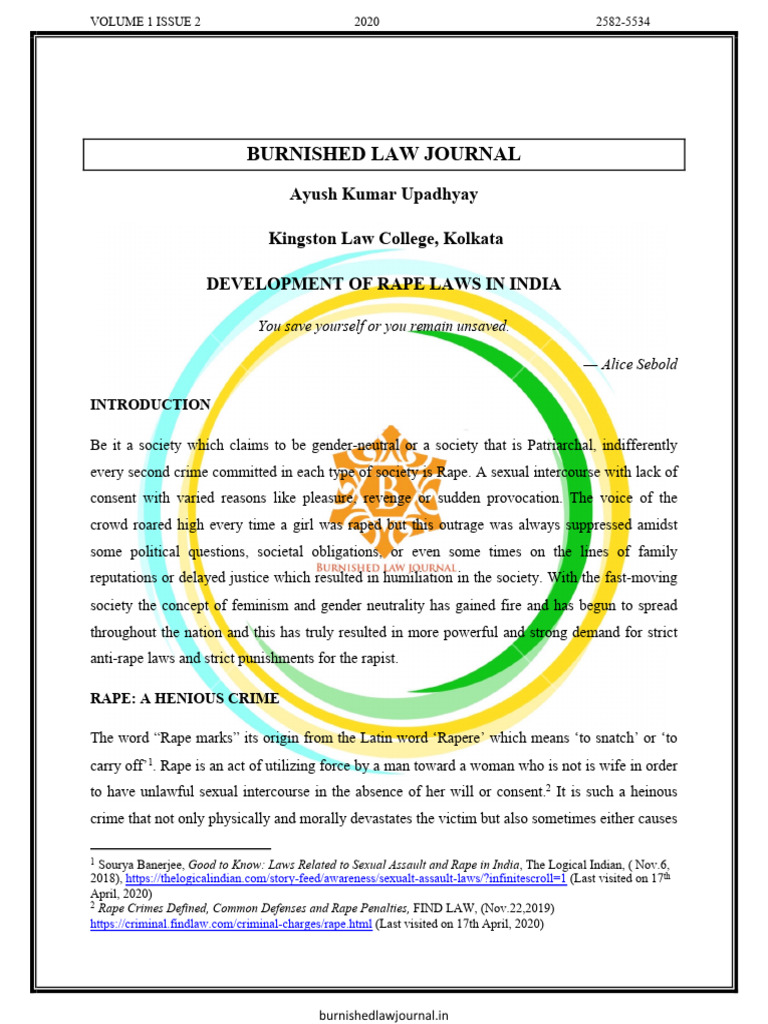 Evolution of Rape Laws in India | PDF | Rape | Crimes