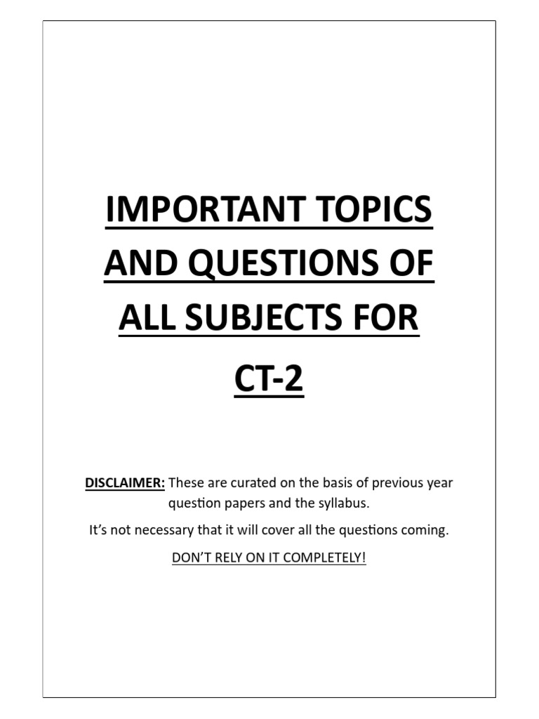 CT-2 IMPORTANT TOPICS AND QUESTIONS | Download Free PDF | C++ ...