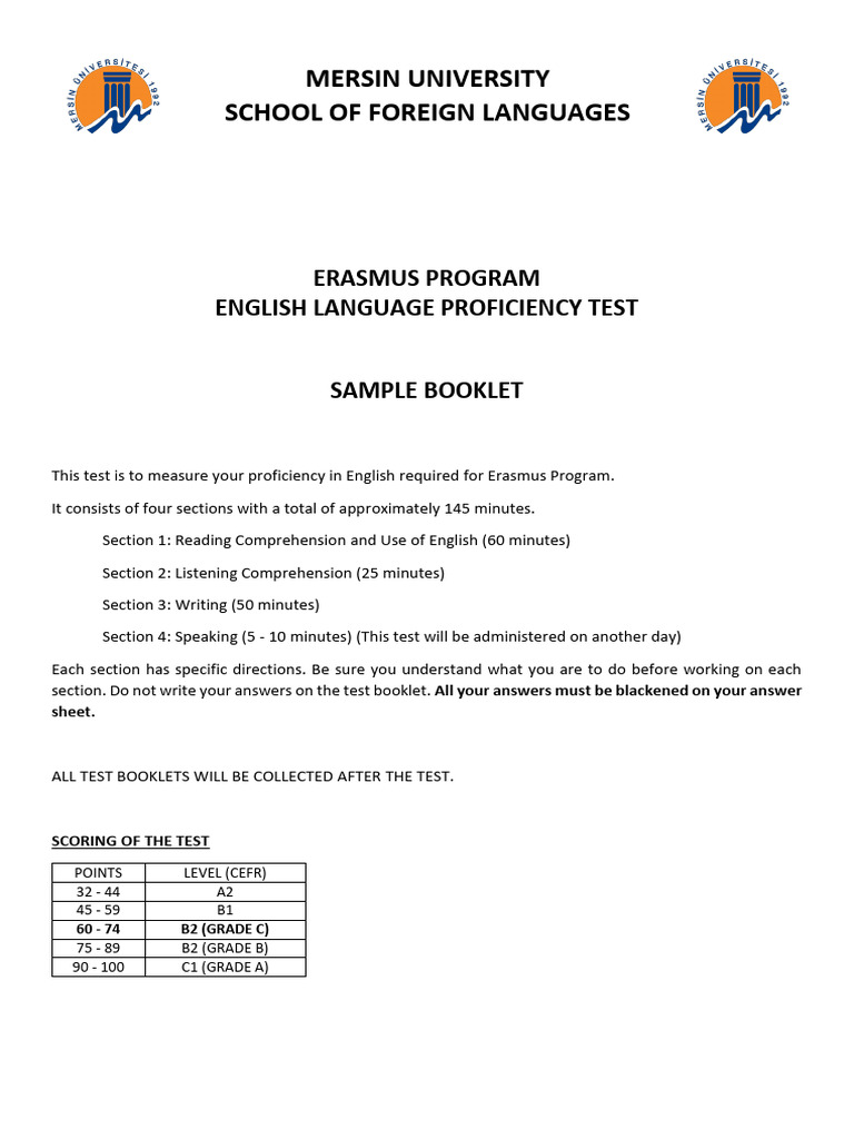 Erasmus English Test Pdf Canning Essays