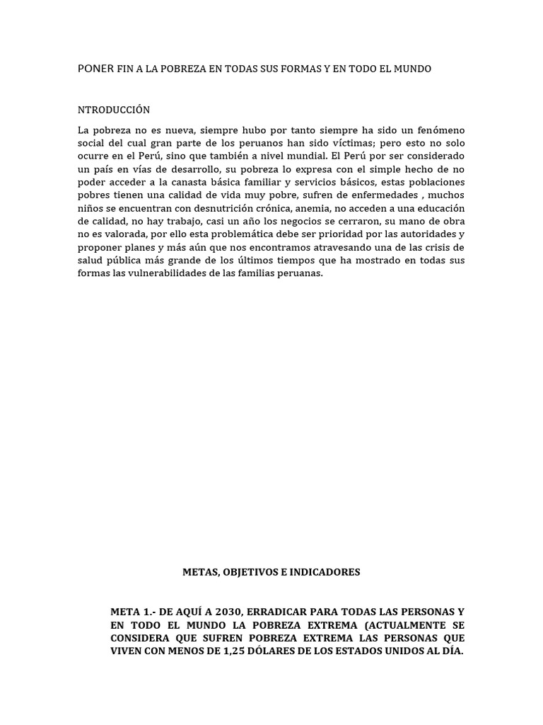 Erradicación de la Pobreza Global 2030 | PDF | Pobreza | Pobreza e ...