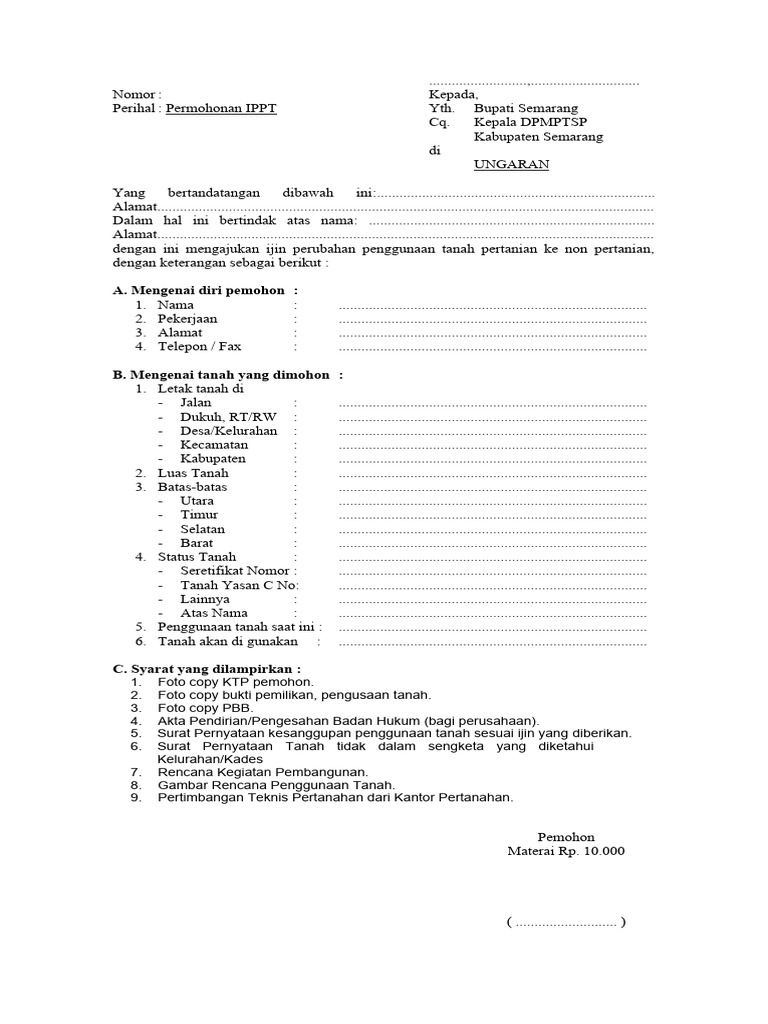 Permohonan IPPT Kab SMG | PDF