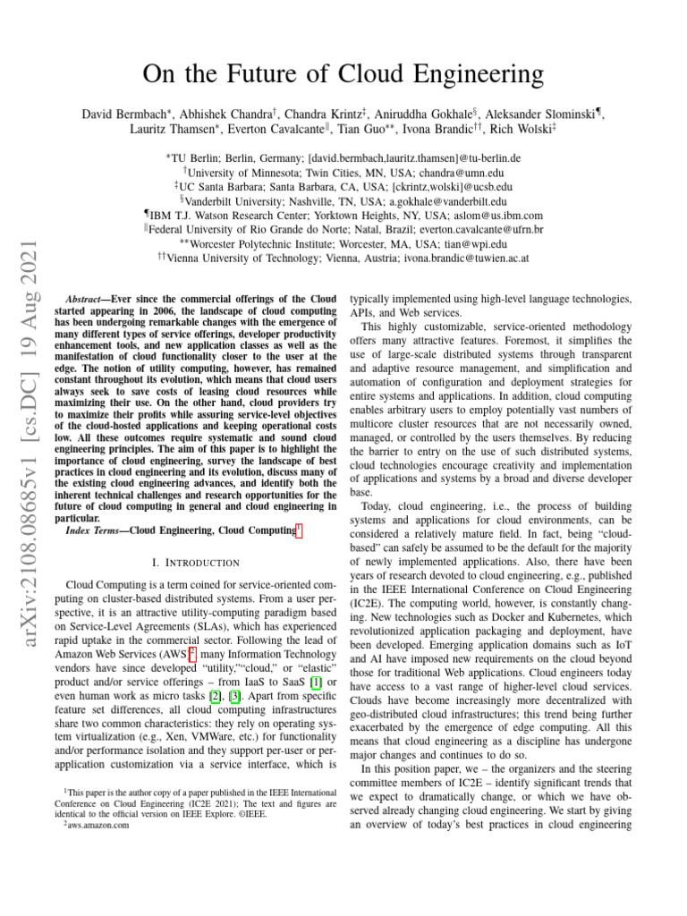 Future Trends in Cloud Engineering | PDF | Cloud Computing | Deep Learning