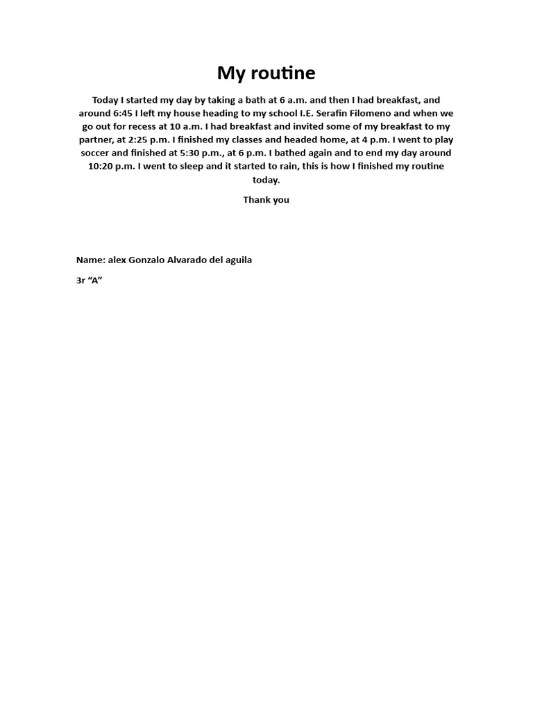 My Routine Alex | PDF