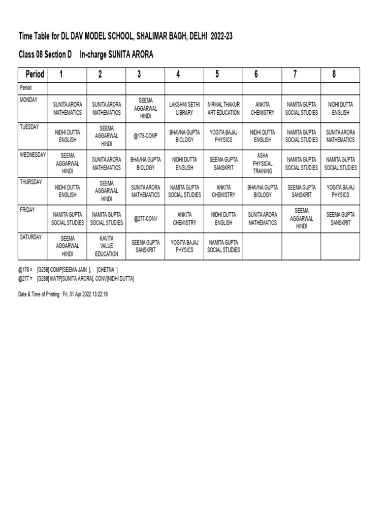 Time Table For Working Professional