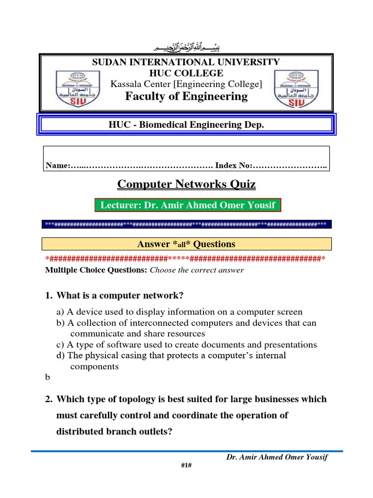 Computer Networks Quiz June 2024 With Answers Pdf Computer