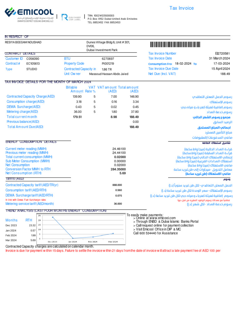 Monthly Inovice | PDF