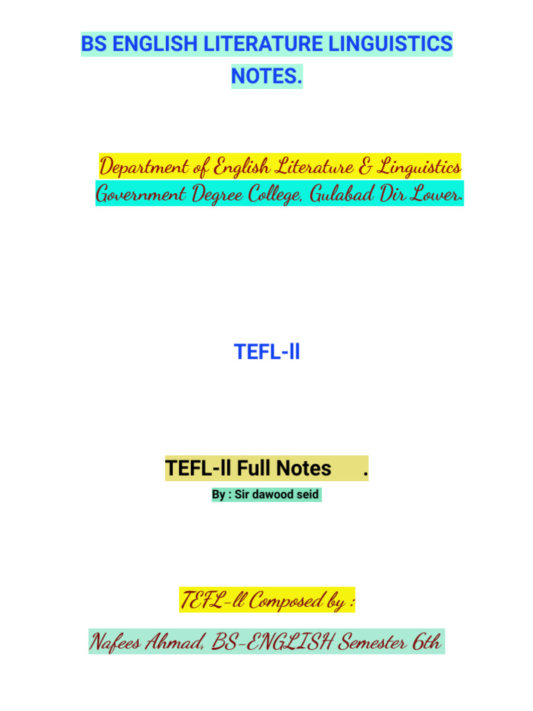 TEFL-II Coursebook Overview | PDF | Learning | Educational Assessment