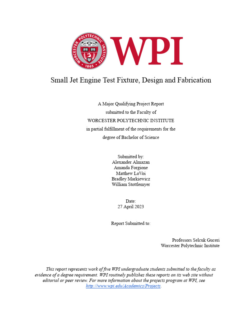 Small Jet Engine Test Fixture Design | PDF | Airplane | Fighter Aircraft