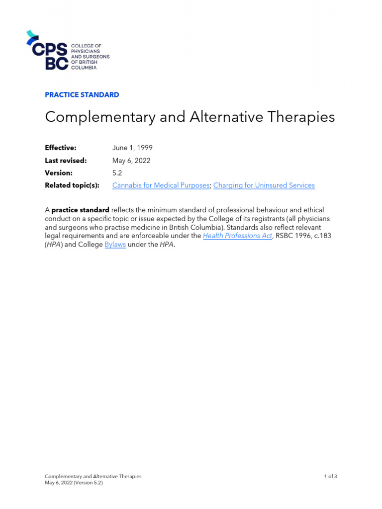 PSG Complementary and Alternative Therapies | PDF | Alternative ...