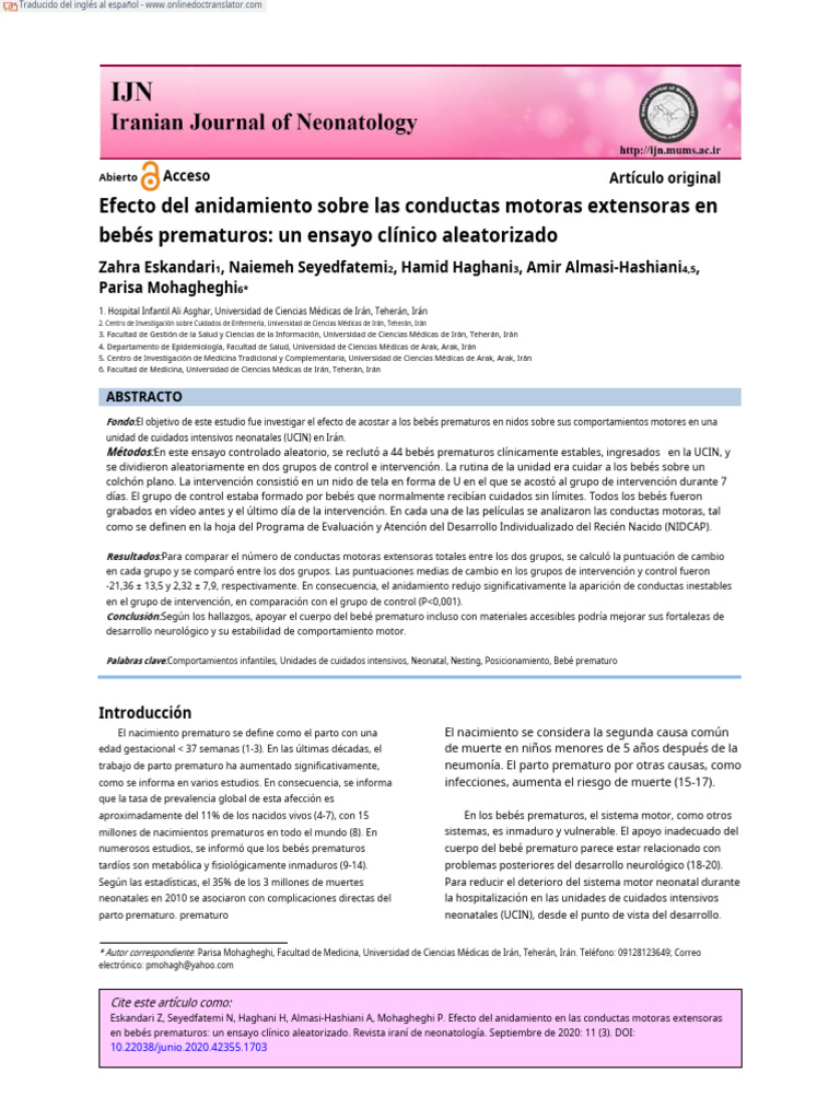 Effect of Nesting On Extensor Motor Behaviors in - En.es | PDF ...