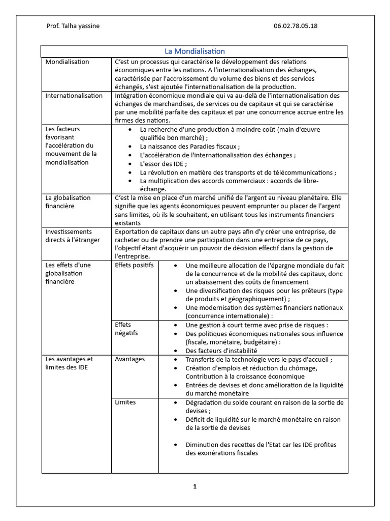 Impact et enjeux de la mondialisation | PDF | Globalisation | Capital ...