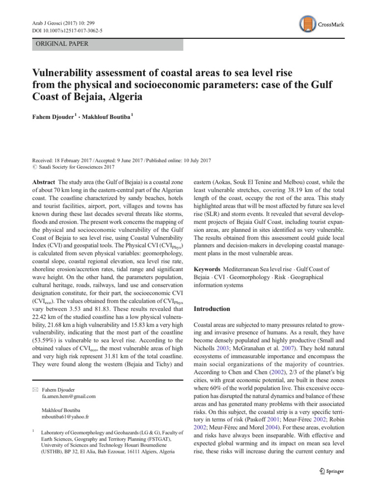 Vulnerability of Bejaia's Coastal Tourism | PDF | Coast | Sea Level Rise