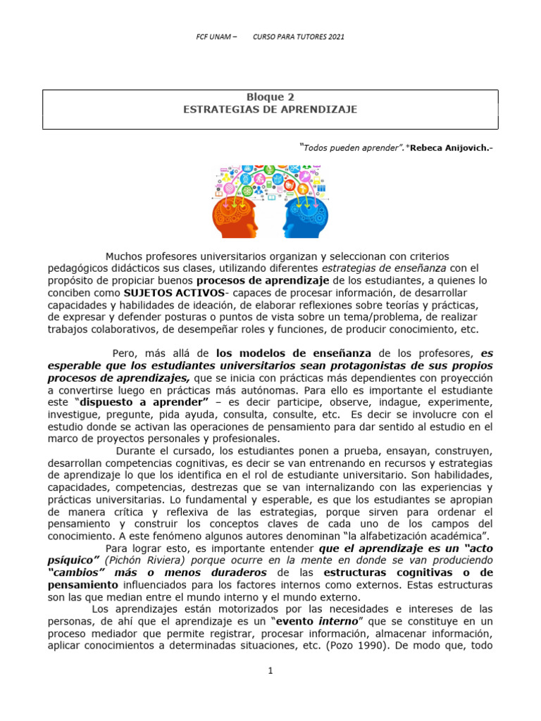 Estrategias de Aprendizaje | PDF | Aprendizaje | Pensamiento