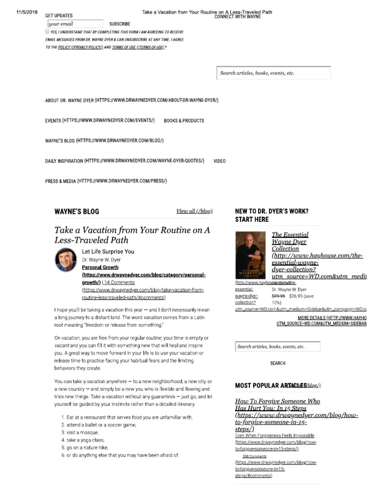 Take a vacation from your routine on a less traveled path pdf