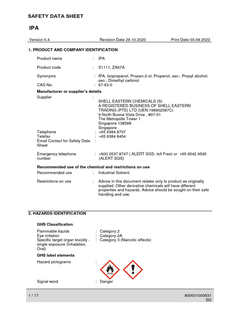 Iso Propyl Alcohol-MSDS | PDF | Toxicity | Waste