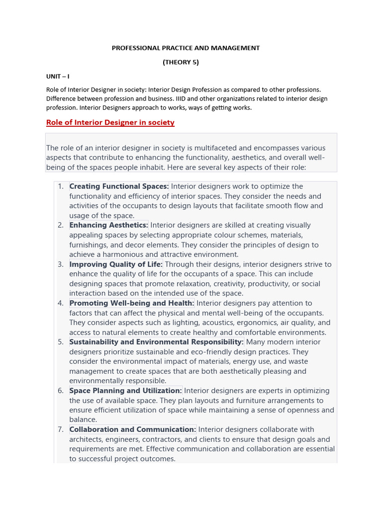 Role of Interior Designers in Society | PDF | Interior Design | Business