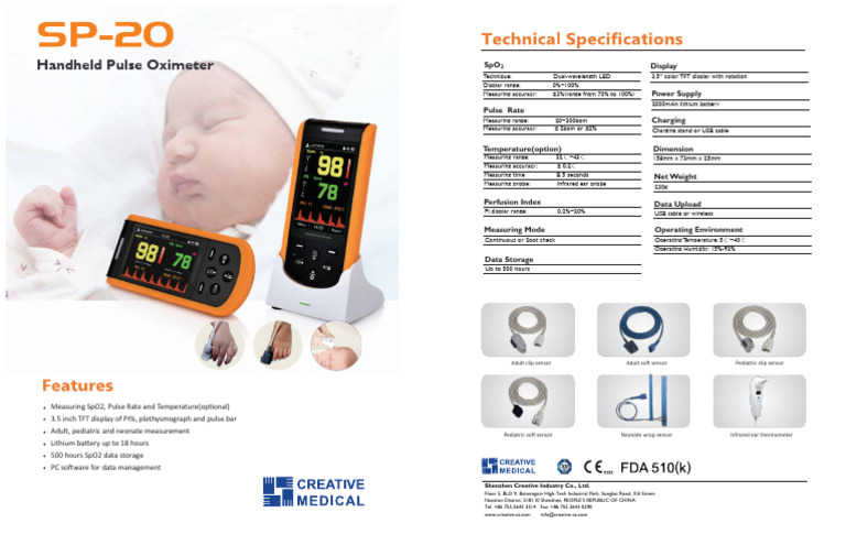Creative SP-20 Pulse Oximeter Overview | PDF