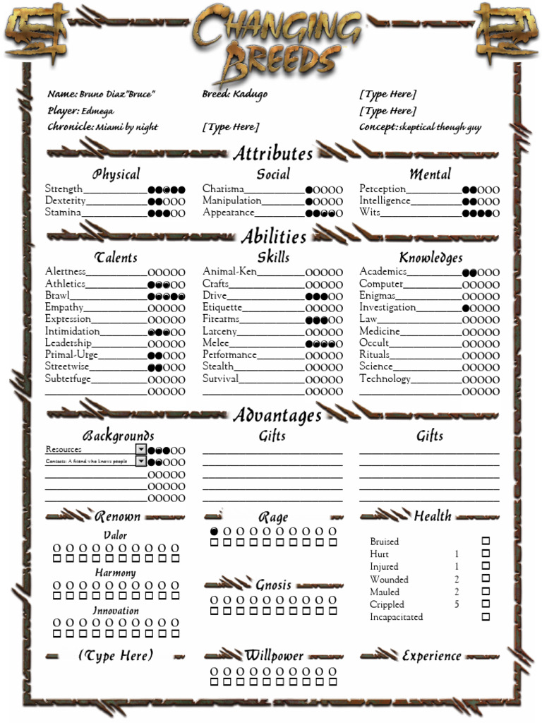 RPG Character Sheet | PDF
