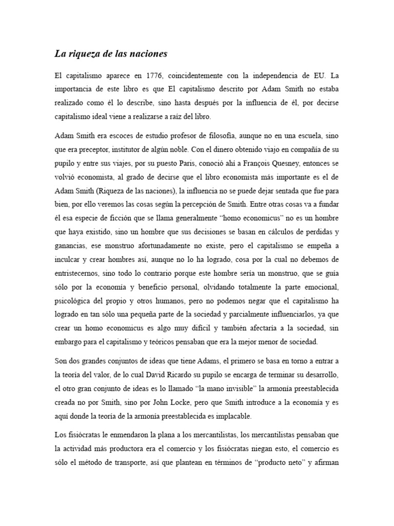 Resumen de Video La Riqueza de Las Naciones | PDF | Comunismo | Capitalismo