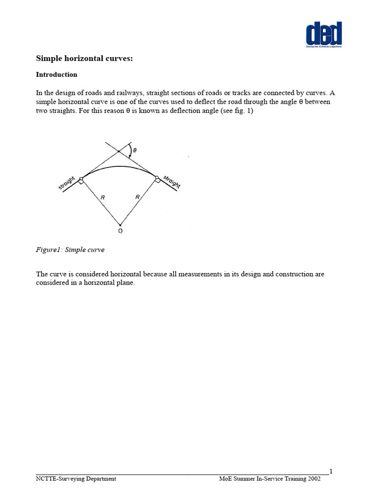Simple horizontal curve pdf tangent angle