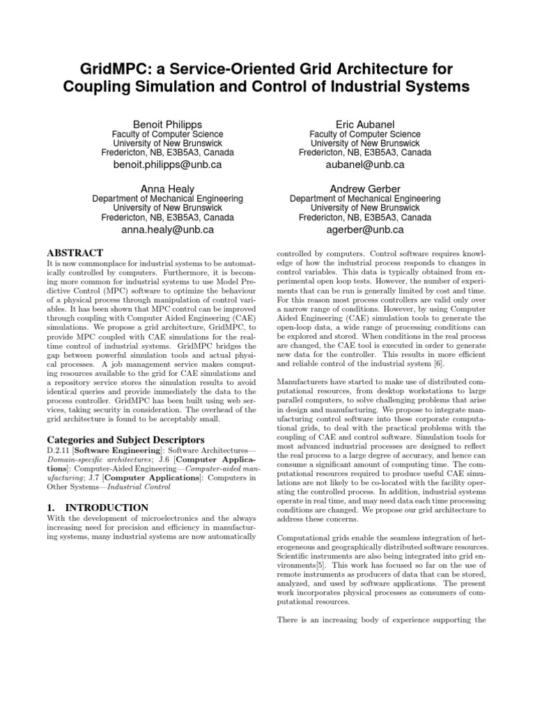 GridMPC: Coupling MPC with CAE Simulations | PDF | Grid Computing ...