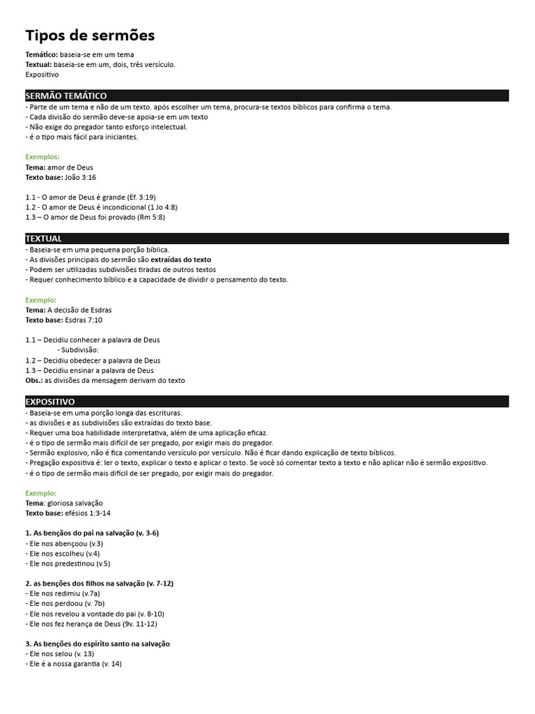 Tipos de Sermões e suas Estruturas | PDF