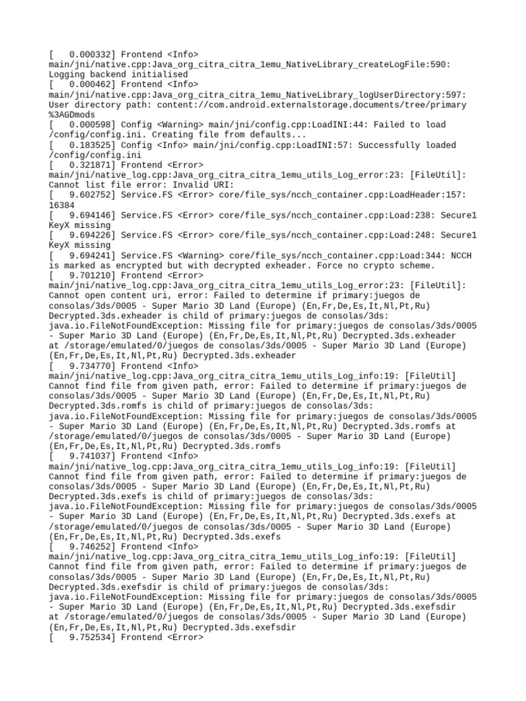 Citra Emulator Log File Errors | PDF | Encryption | Computer Architecture