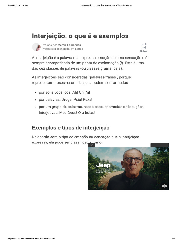 Interjeições: Definição e Exemplos | PDF | Unidades semânticas ...