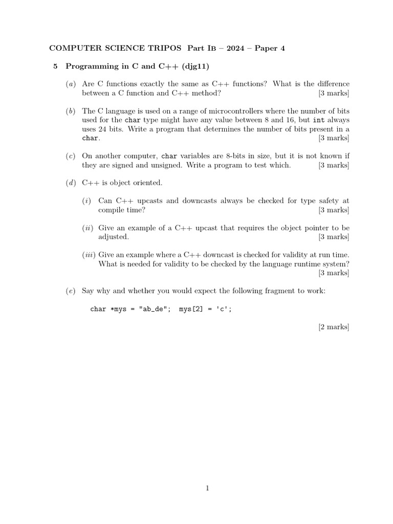C and C++ Programming Concepts Exam | PDF