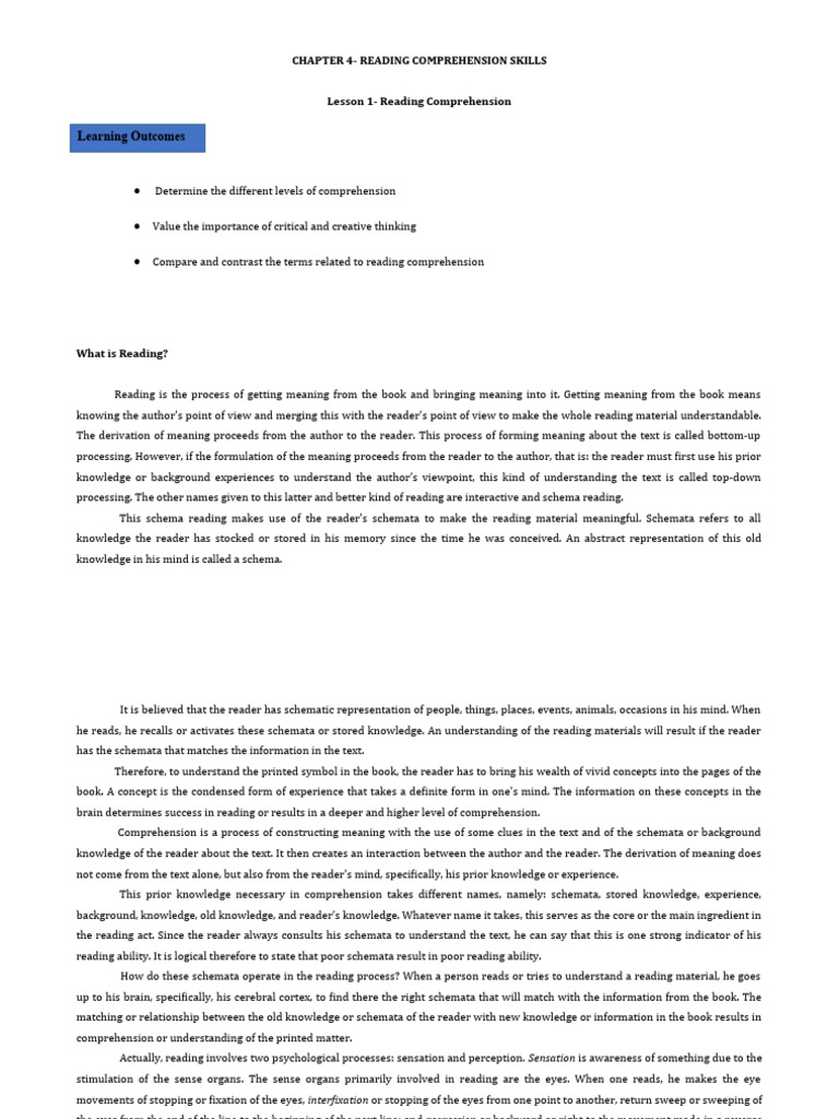 Understanding Reading Comprehension Skills | PDF | Inductive Reasoning ...