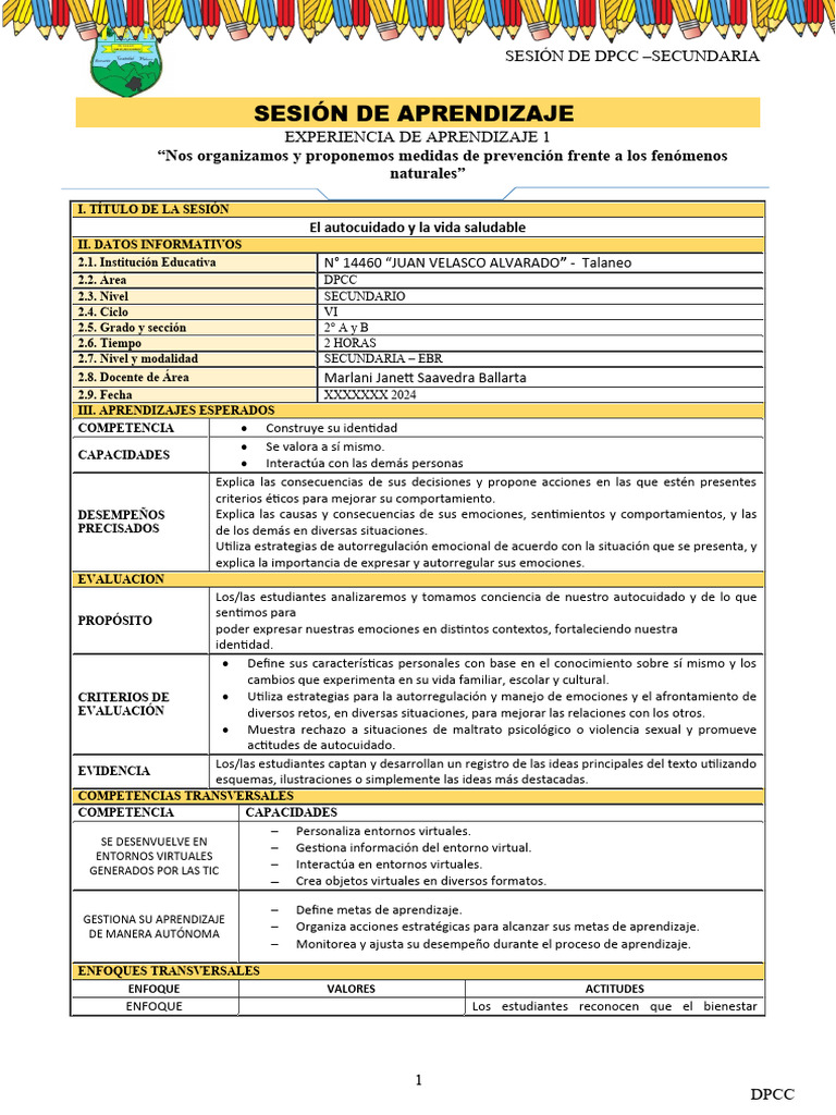 Autocuidado y Vida Saludable en DPCC | PDF | Aprendizaje | Las emociones