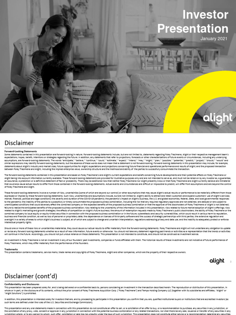 Alight PIPE Investor Presentation January 2021 VF | PDF | Cloud ...