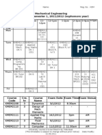 Mechanical Engineering Timetable Semester 1 2011/2012
