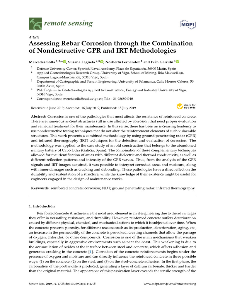 Assessing Rebar Corrosion Through The Combination | PDF | Thermography ...
