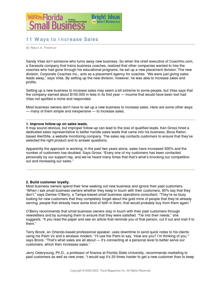 11 Ways To Increase Sales | PDF | Search Engine Optimization | Web ...