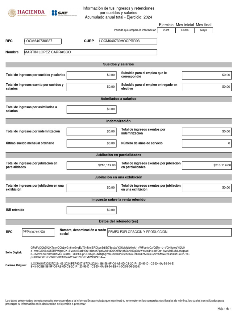 Informe de Ingresos y Retenciones 2024 | PDF | Salario | Impuesto sobre ...