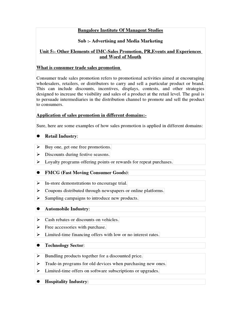 BIMS Marketing Unit 5 | PDF | Public Relations | Brand