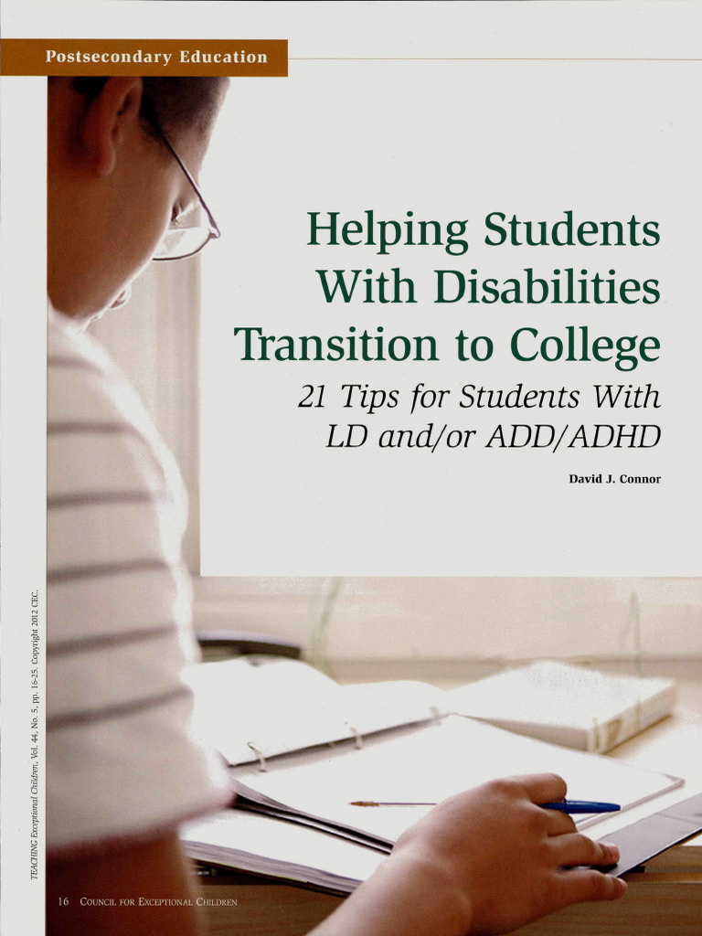 21 Tips for Students with LD/ADD Transition | PDF | Americans With ...