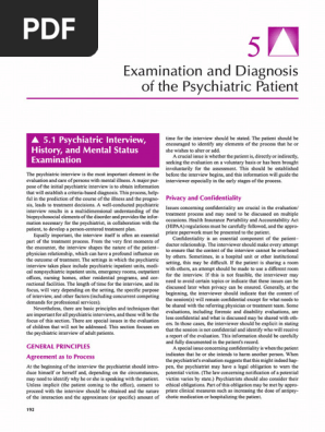 [PSYCH2] Kaplan and Sadockâs Chapter 5.1_ Psychiatric Interview, History, and Mental Status Examination