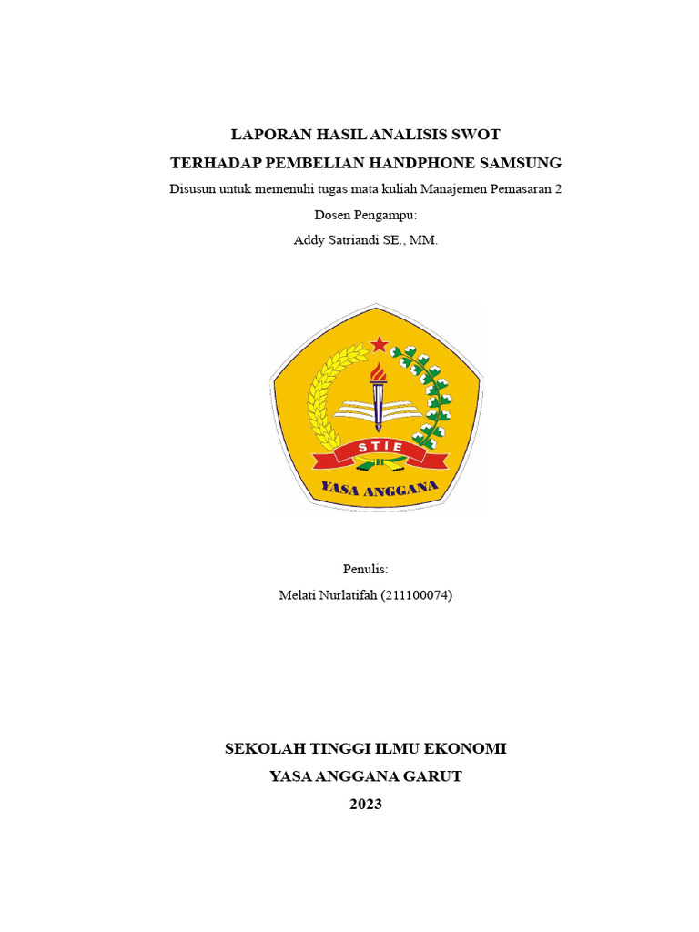 Laporan Hasil Analisis Swot Pembelian Hp Samsung Pdf