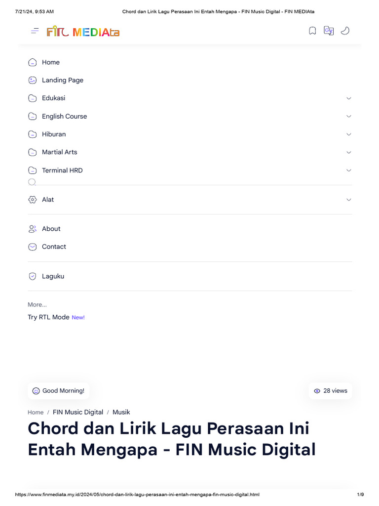 Chord Dan Lirik Lagu Perasaan Ini Entah Mengapa Fin Music Digital