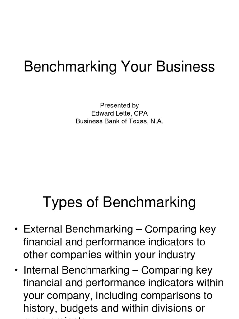 Bench Marking Your Business CFMA PDF Leverage (Finance) Working