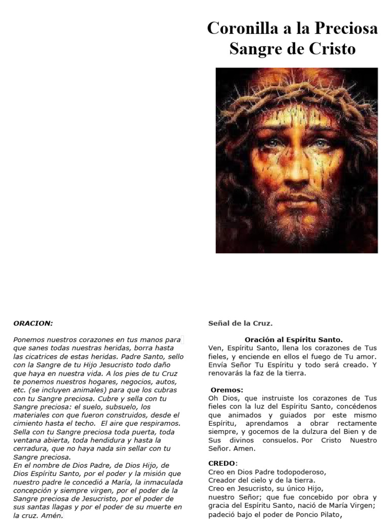 Coronilla A La Preciosa Sangre 1 Pdf María Madre De Jesús Cristo